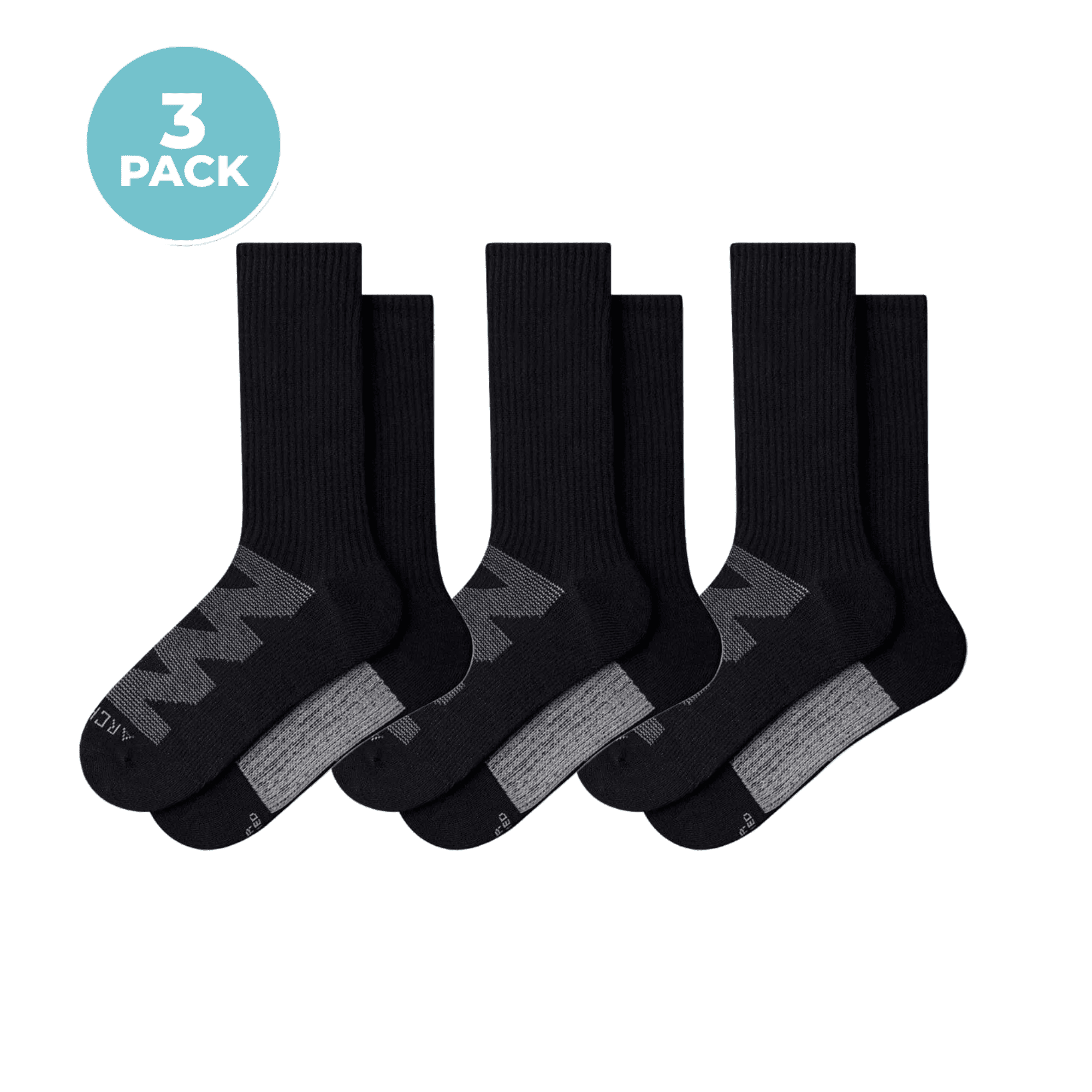 ArchTek® Crew Socks Bundles 3 Pack Black
