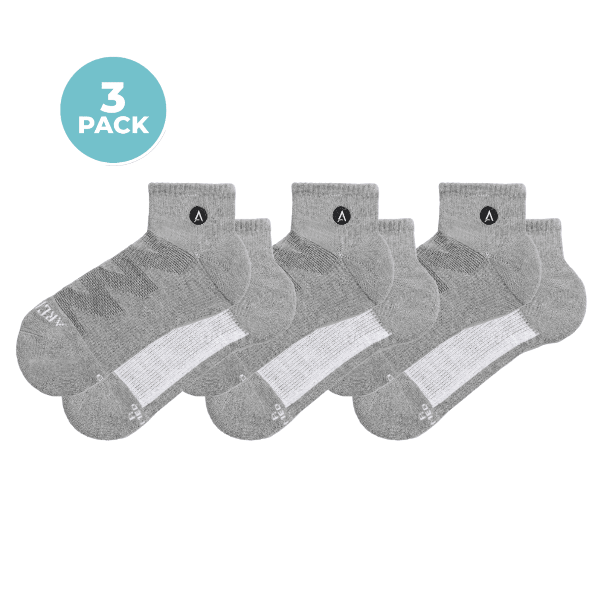 ArchTek® Quarter Socks Bundles Gray 3 Pack athletic socks