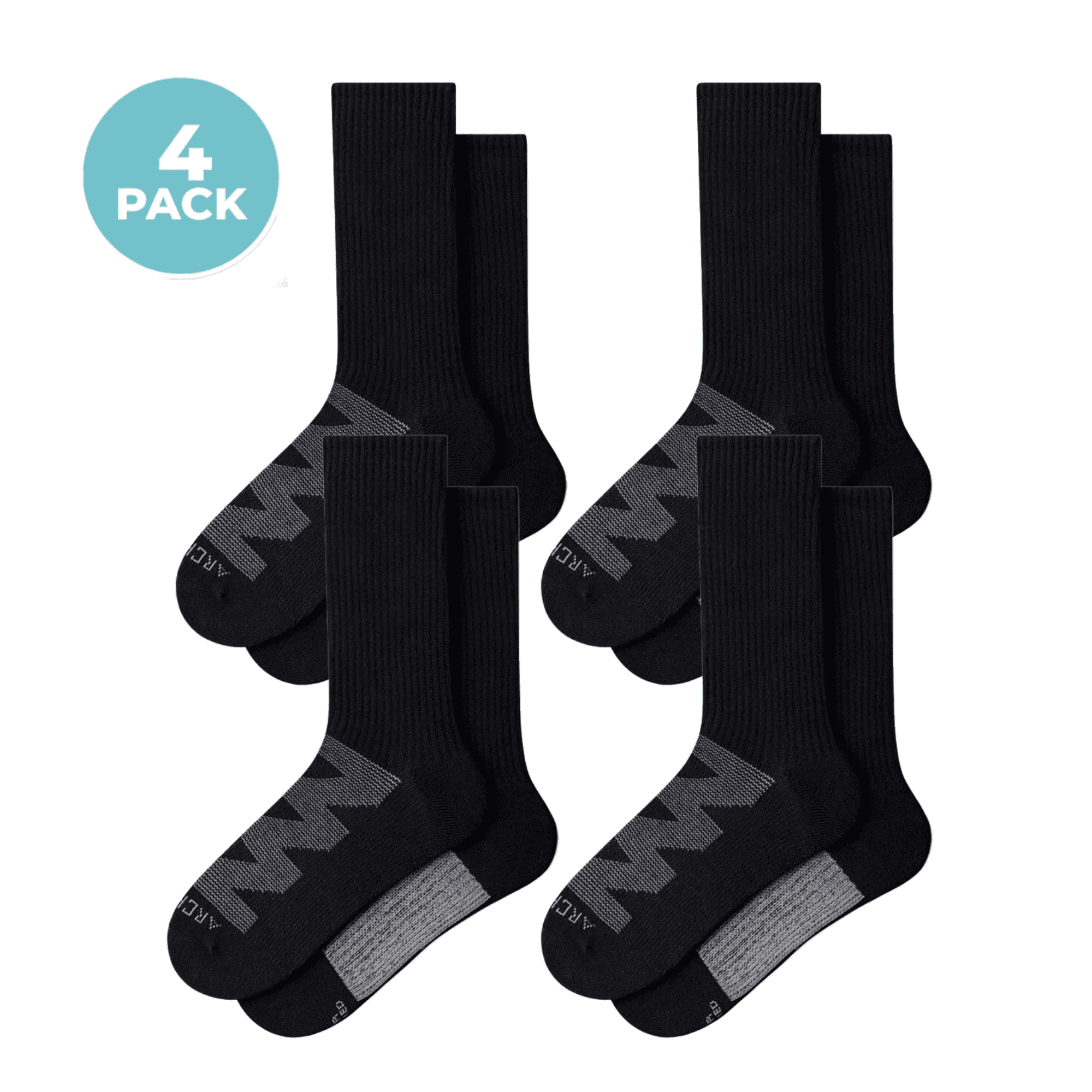 ArchTek® Crew Socks Bundles 4 Pack Black