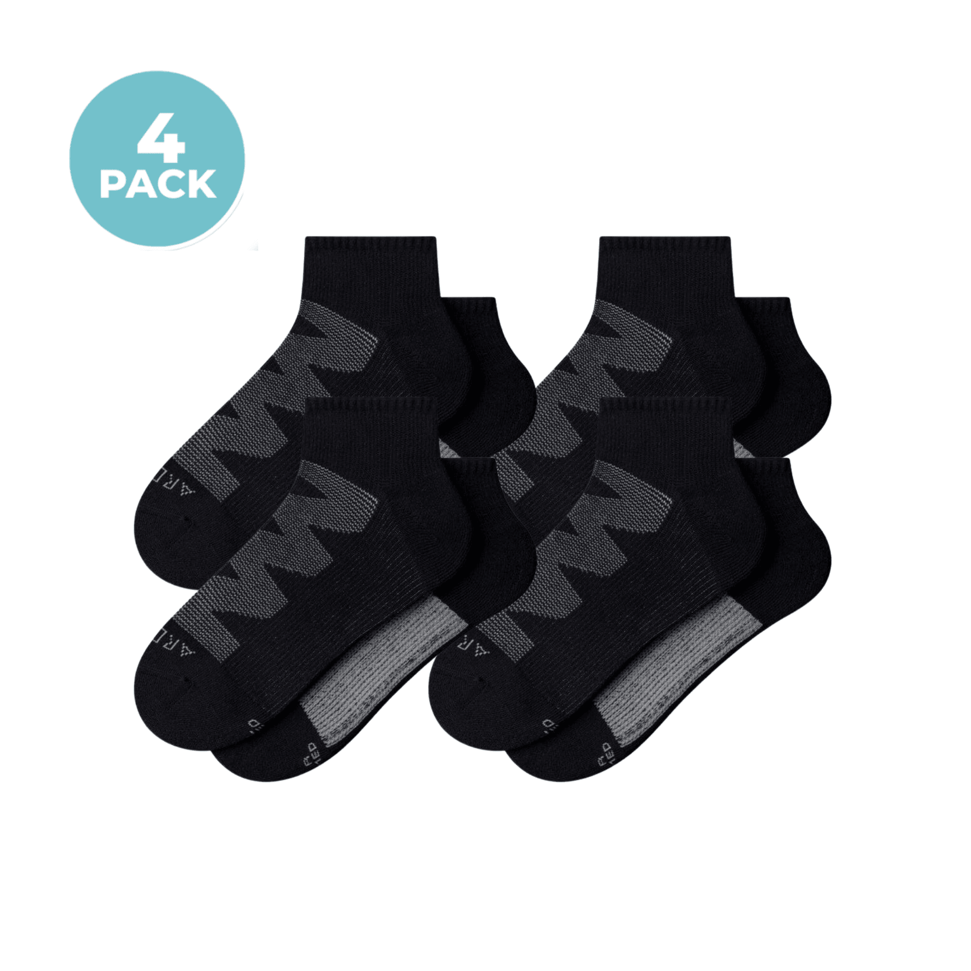 ArchTek® Quarter Socks Bundles Black 4 Pack athletic socks