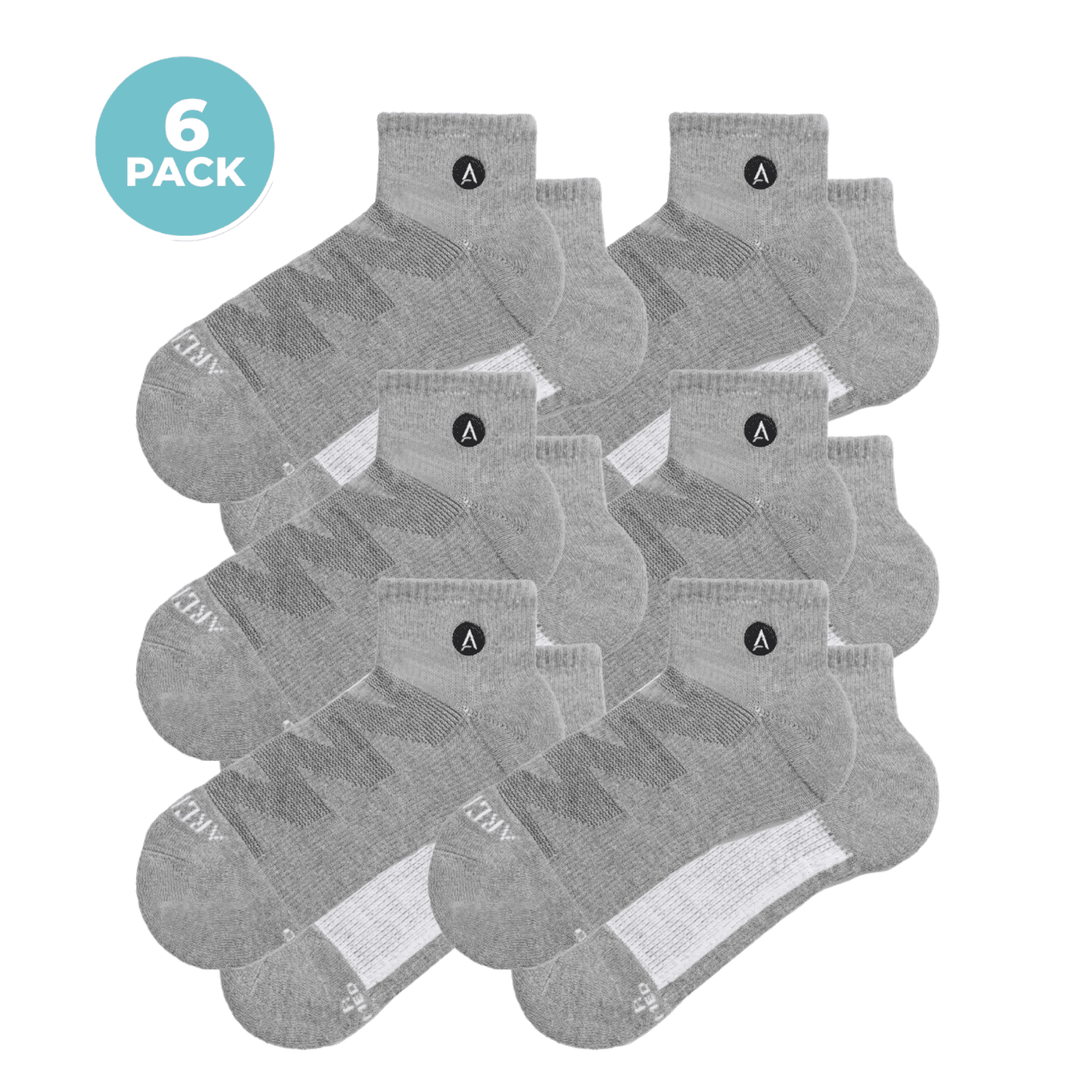 ArchTek® Quarter Socks Bundles Gray 6 Pack athletic socks