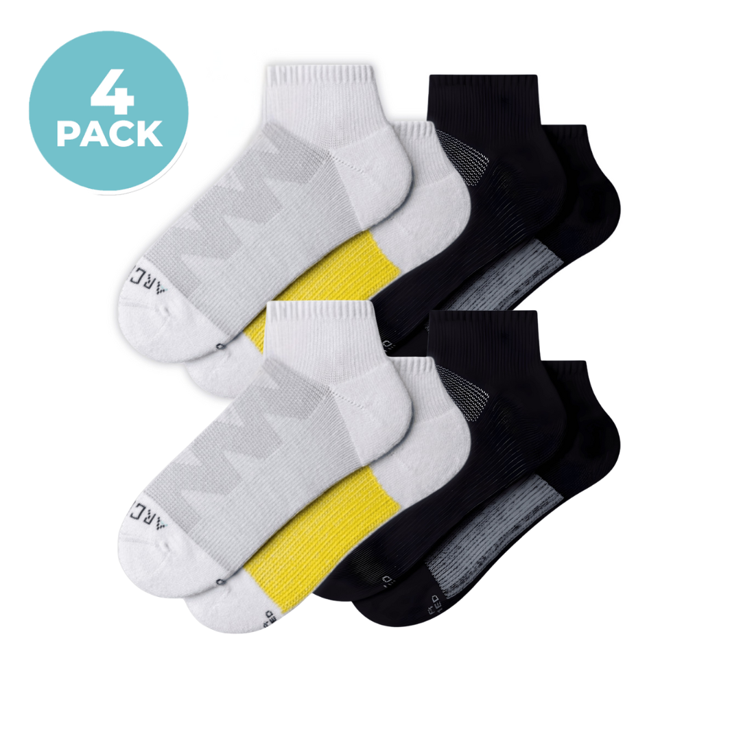 ArchTek® Quarter Socks Bundles White Black Combo 4 Pack athletic socks