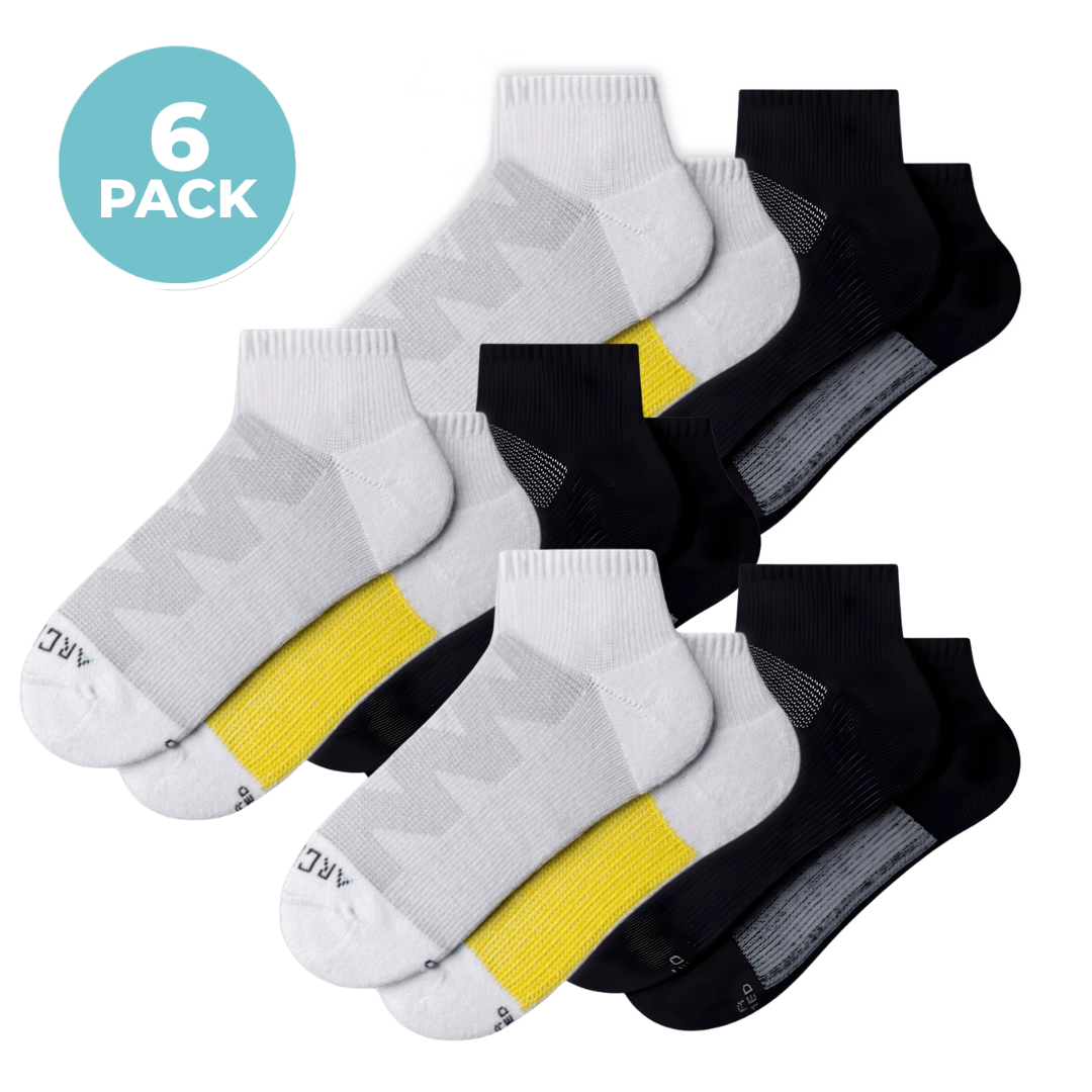 ArchTek® Quarter Socks Bundles White Black Combo 6 Pack athletic socks