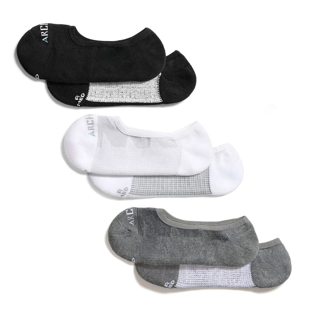 ArchTek® No Show Socks Bundles White Black Gray Combo athletic socks