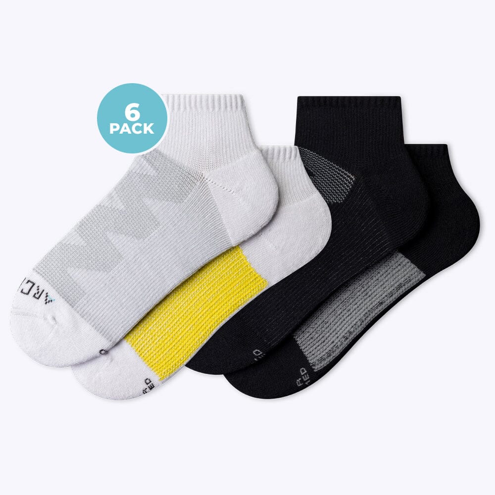 ArchTek® Quarter Socks Bundles White Black Combo 6 Pack athletic socks