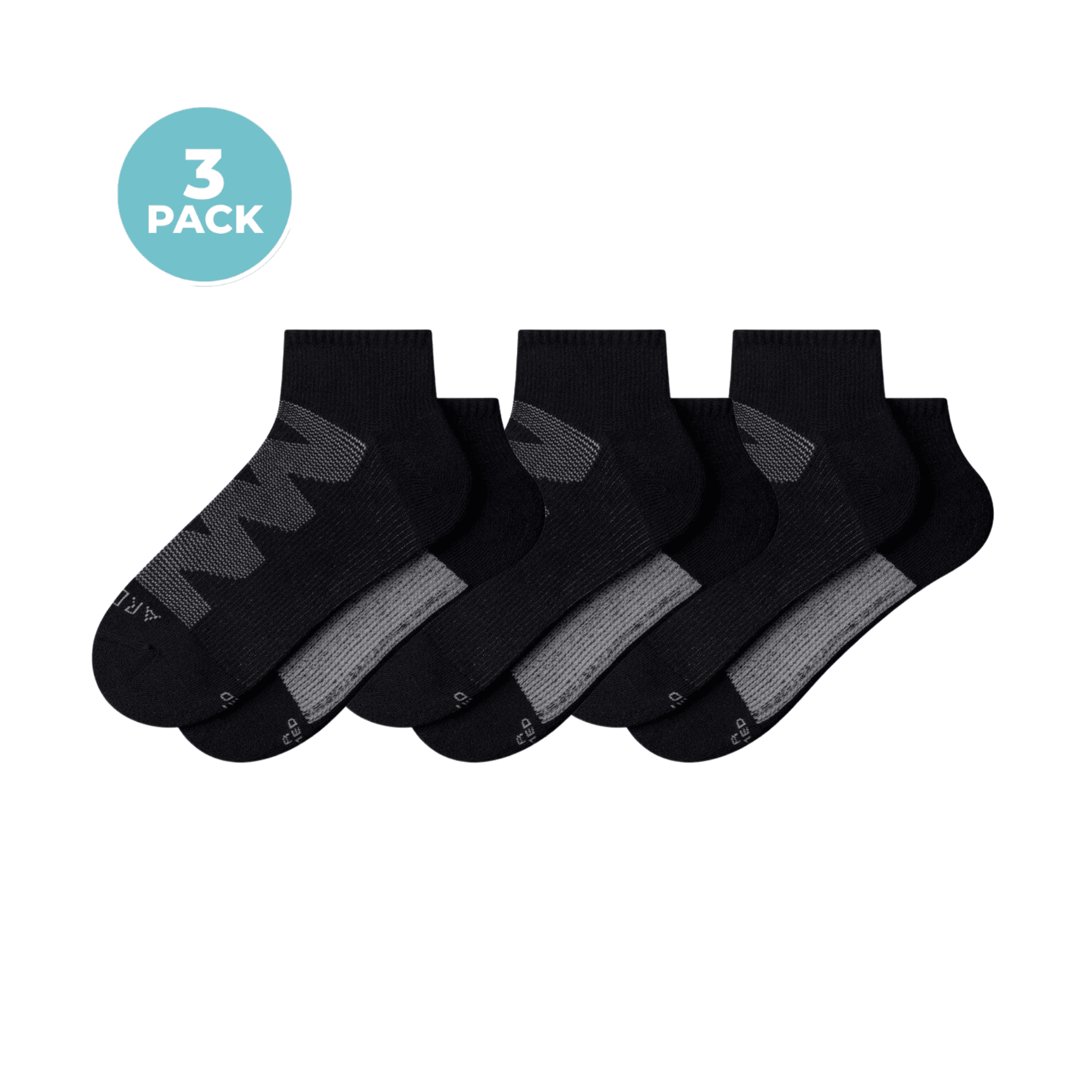 ArchTek® Quarter Socks Bundles athletic socks ArchTek Black 3 Pack Small