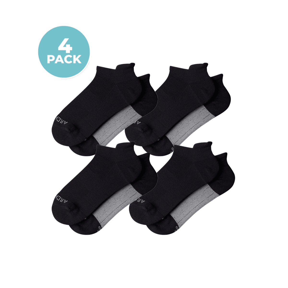ArchTek® Ankle Socks Bundles 4 Pack Black athletic socks