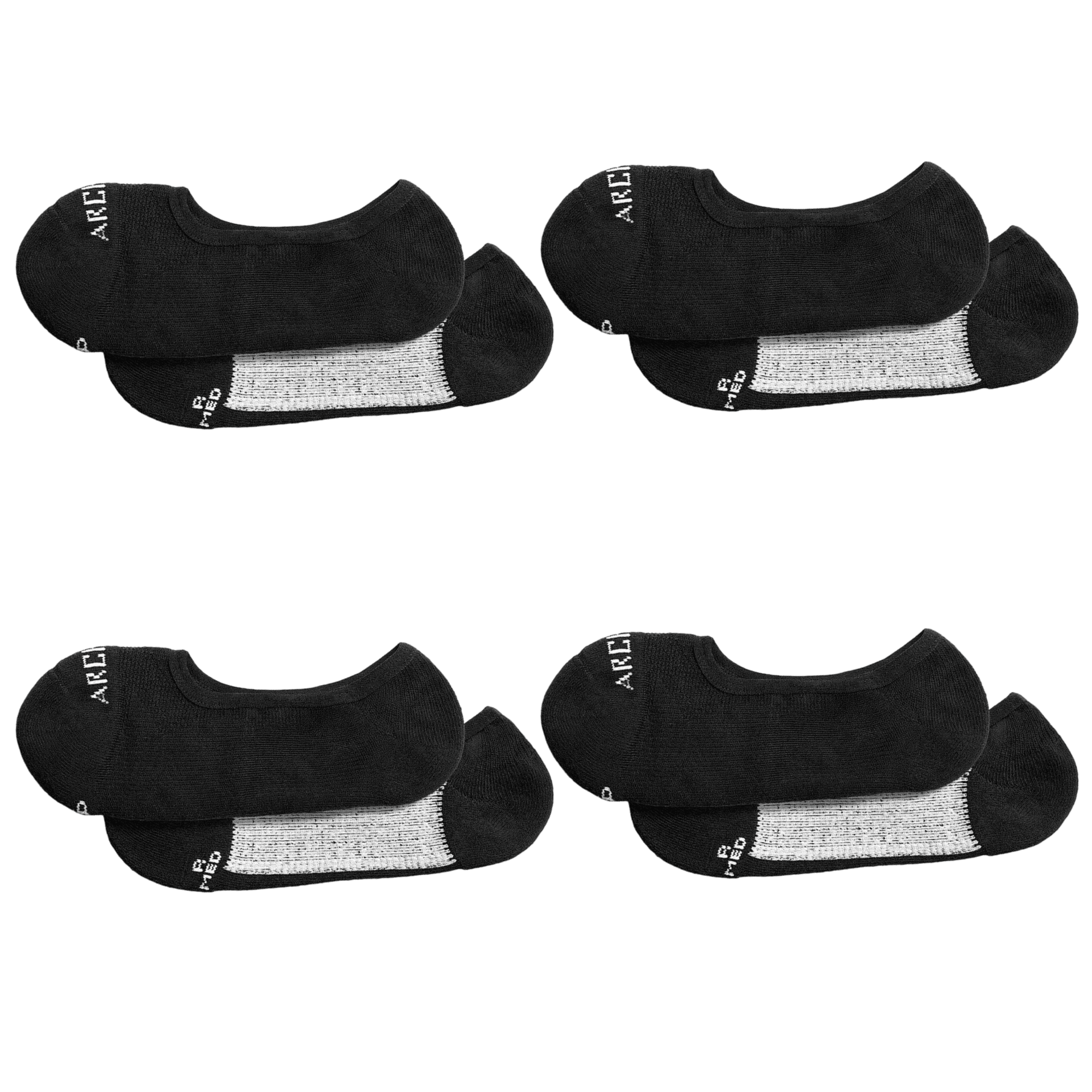 ArchTek® No Show Socks Bundles Black 4 Pack athletic socks