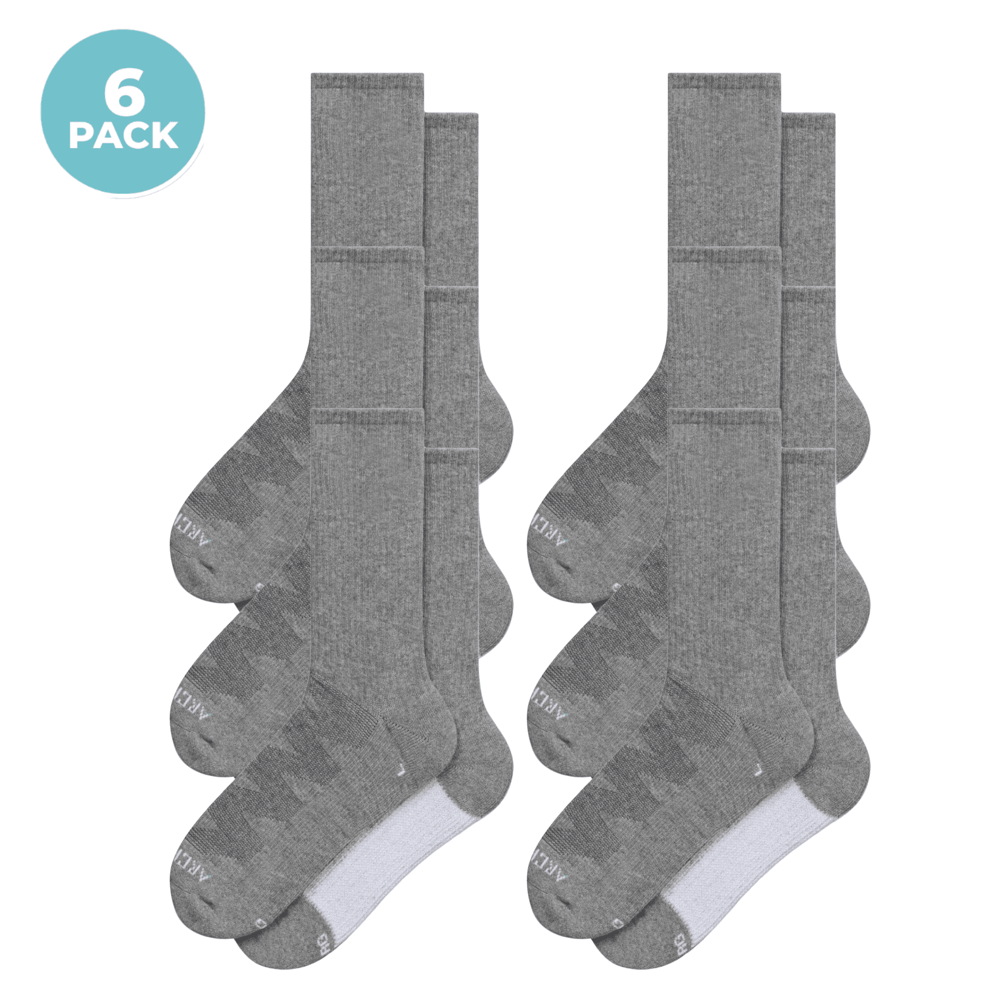 ArchTek® Crew Socks Bundles 6 Pack Gray