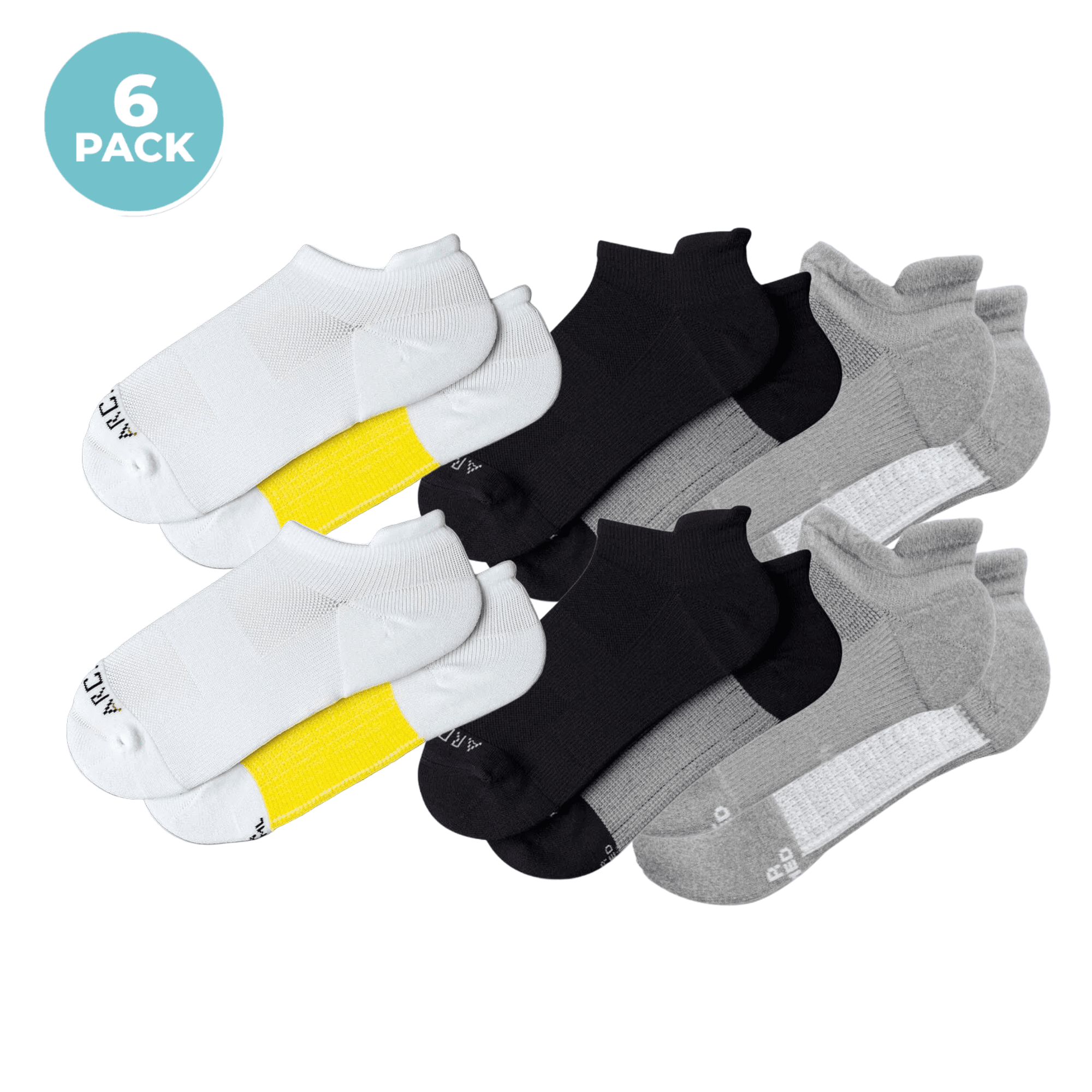 ArchTek® Ankle Socks Bundles 6 Pack White Black Gray Combo athletic socks