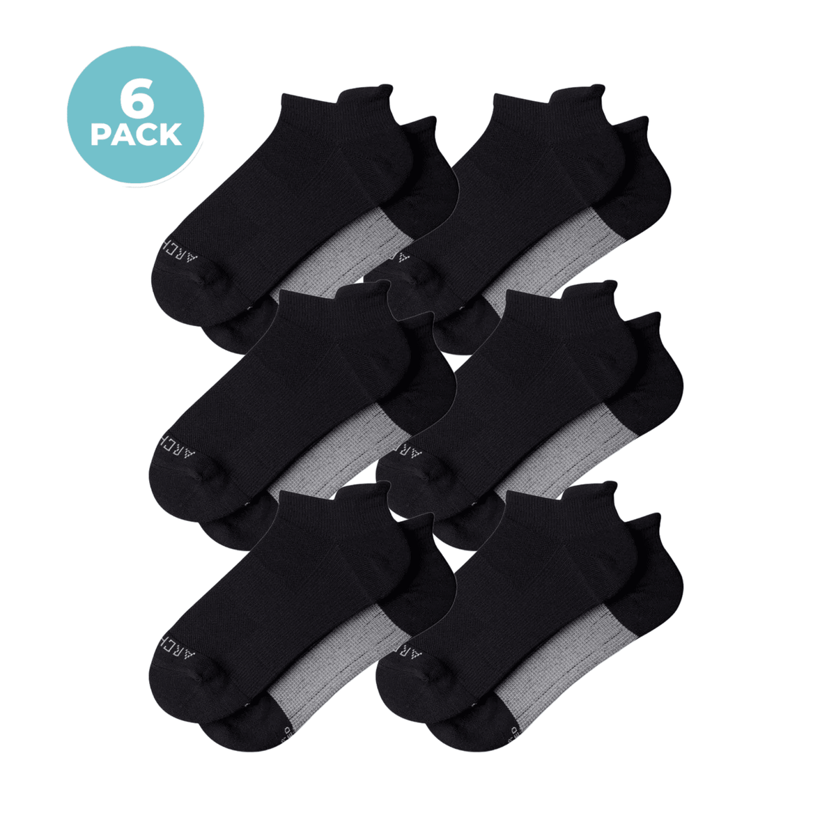 ArchTek® Ankle Socks Bundles 6 Pack Black athletic socks