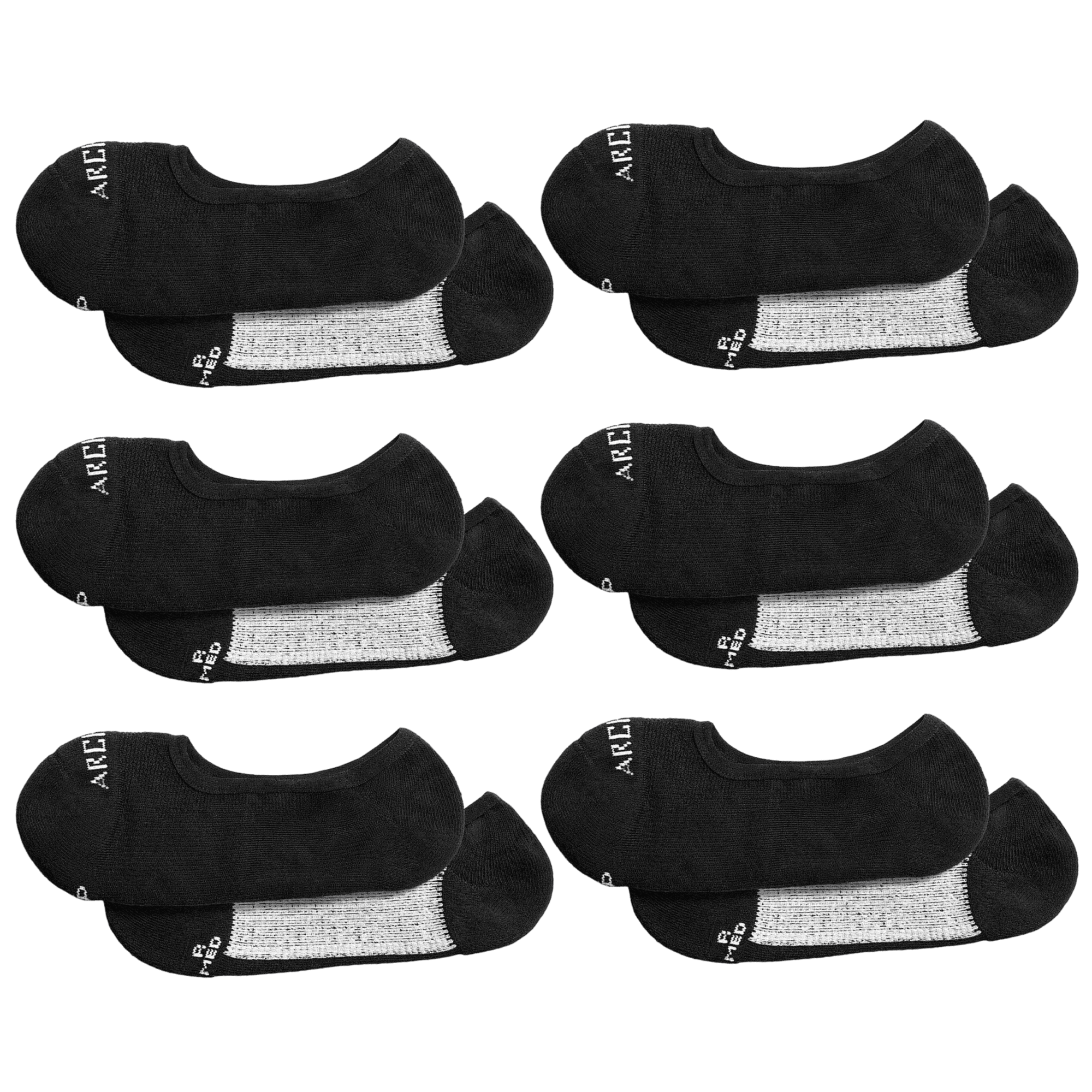 ArchTek® No Show Socks Bundles Black 6 Pack athletic socks