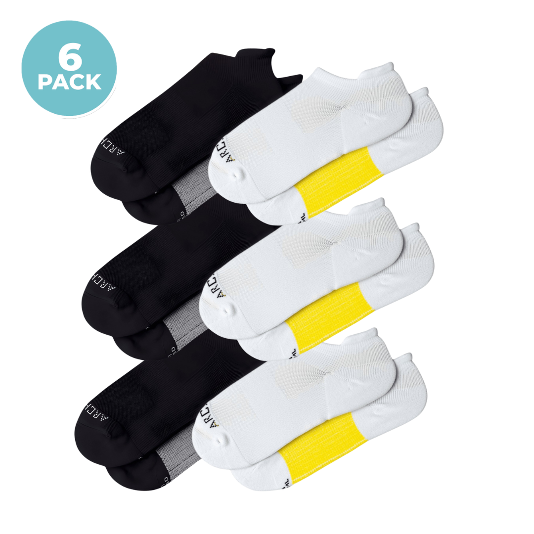 ArchTek® Ankle Socks Bundles 6 Pack White Black Combo athletic socks
