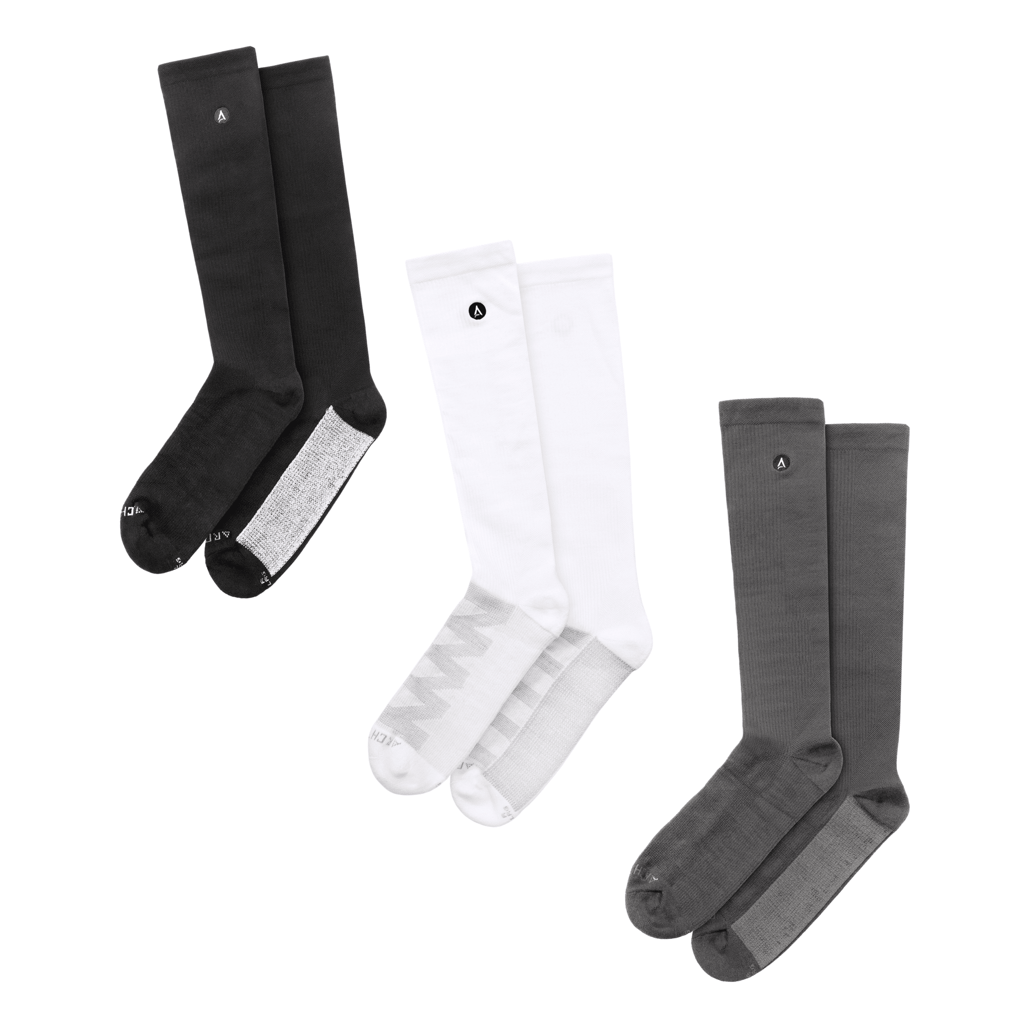 ArchTek® Compression Socks bundles 3 Pack Black White Gray Compression Socks