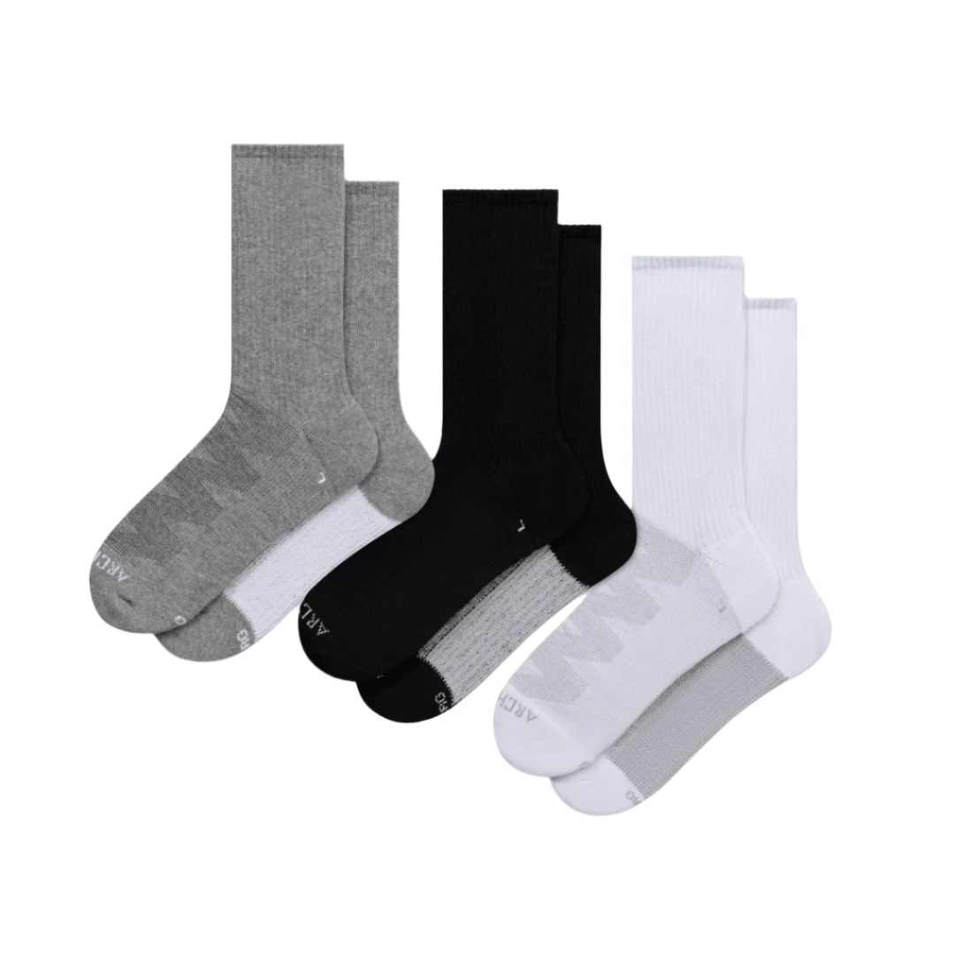 ArchTek® Crew Socks Bundles ArchTek 3 Pack White/Black/Gray Combo Small