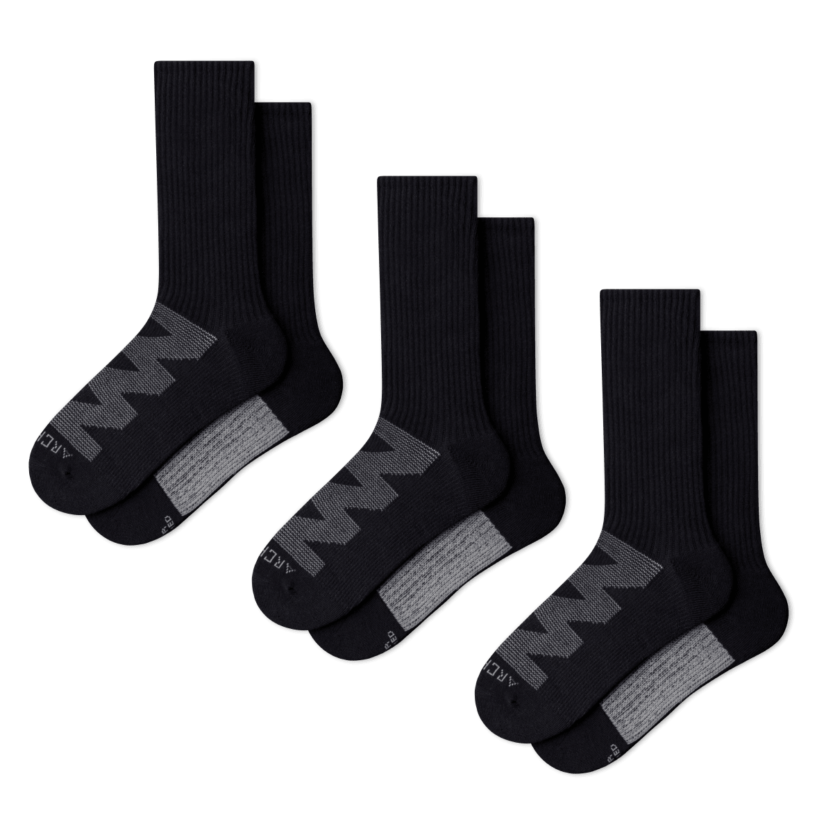 3 x ArchTek® Crew Socks ArchTek Black Small 