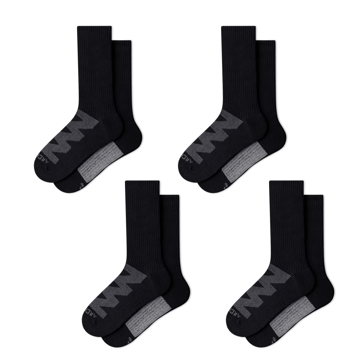 4 x ArchTek® Crew Socks ArchTek Black Small 