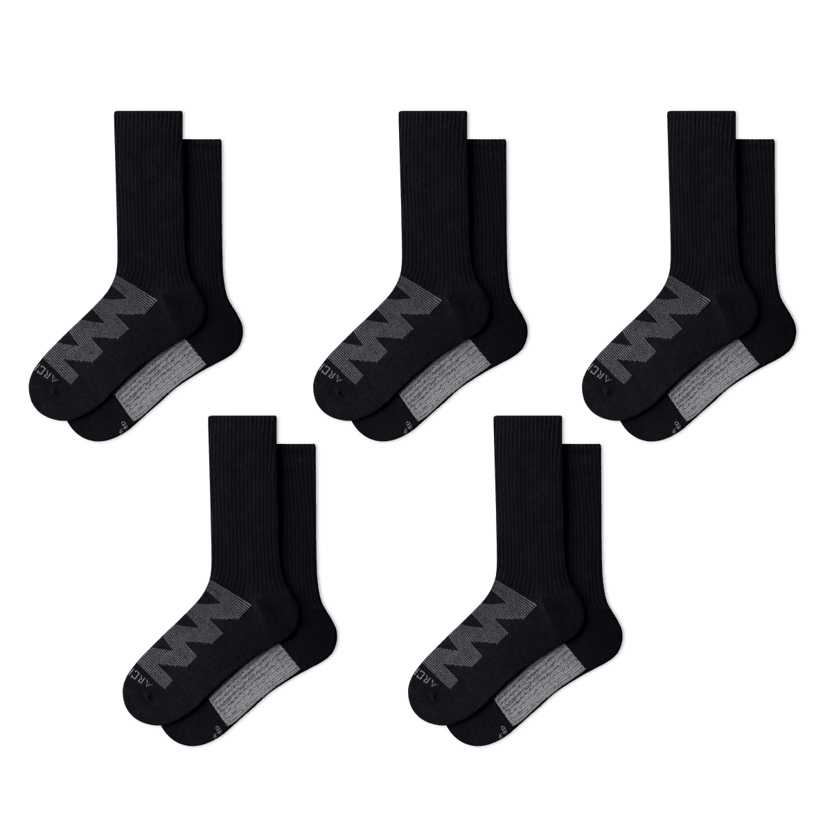 5 x ArchTek® Crew Socks* ArchTek Black Small 