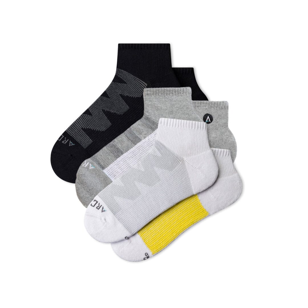 ArchTek® Quarter Socks Bundles athletic socks ArchTek White/Black/Gray Combo 3 Pack Small