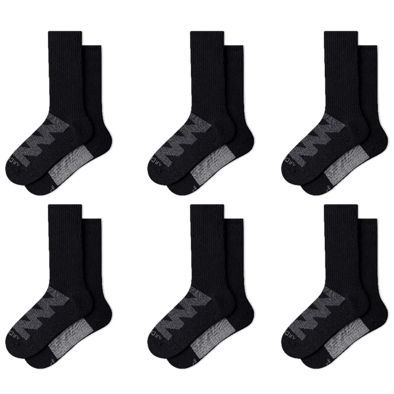 6 x ArchTek® Crew Socks ArchTek Black Small 