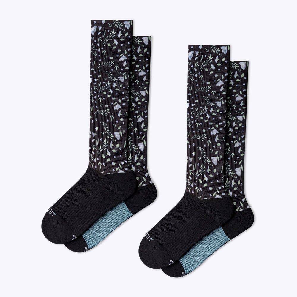2 x ArchTek® Compression Socks Compression Socks ArchTek Black Flowers Medium 
