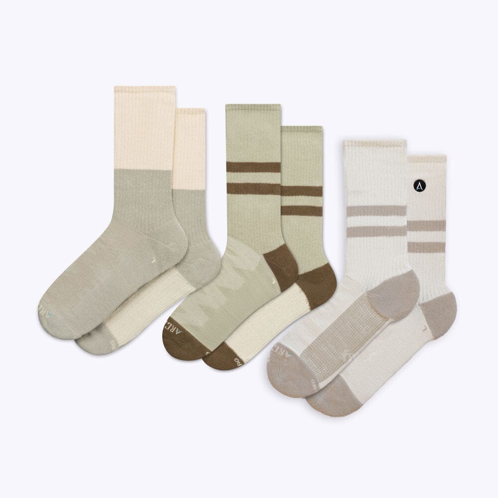 Dress Socks Bundles - 3 Pack Sporty Beige dress socks ArchTek Sporty Beige Small 
