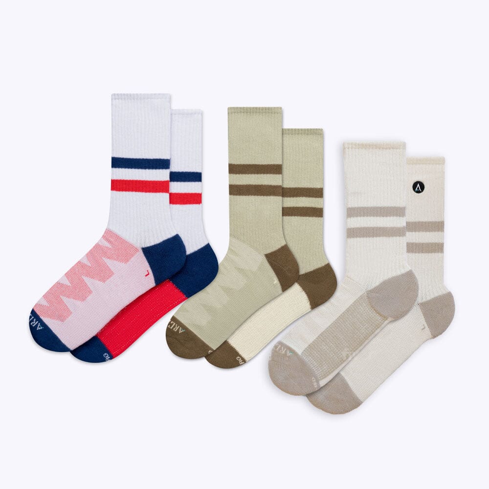 Dress Socks Bundles - 3 Pack Sporty Stripes dress socks ArchTek Sporty Stripes Small 