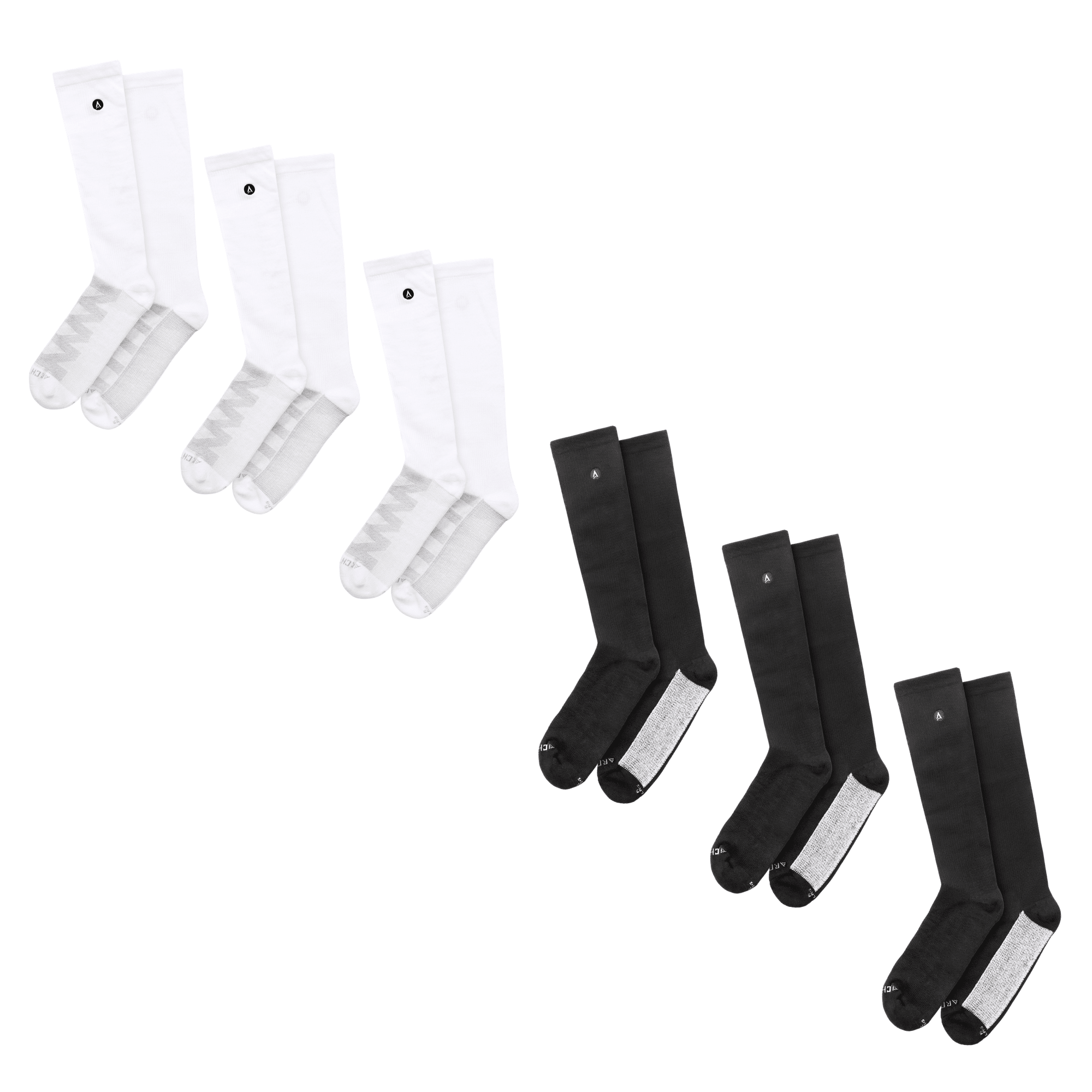 ArchTek® Compression Socks bundles 6 Pack White Black Compression Socks
