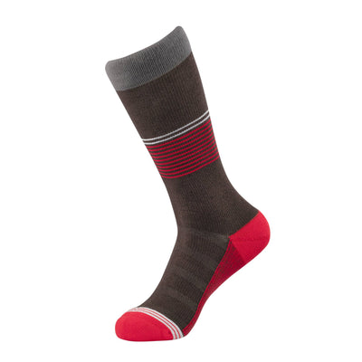 Chocolate/Red Striped Dress Sock dress socks ArchTek Women's Medium (sizes 8-10.5) Red